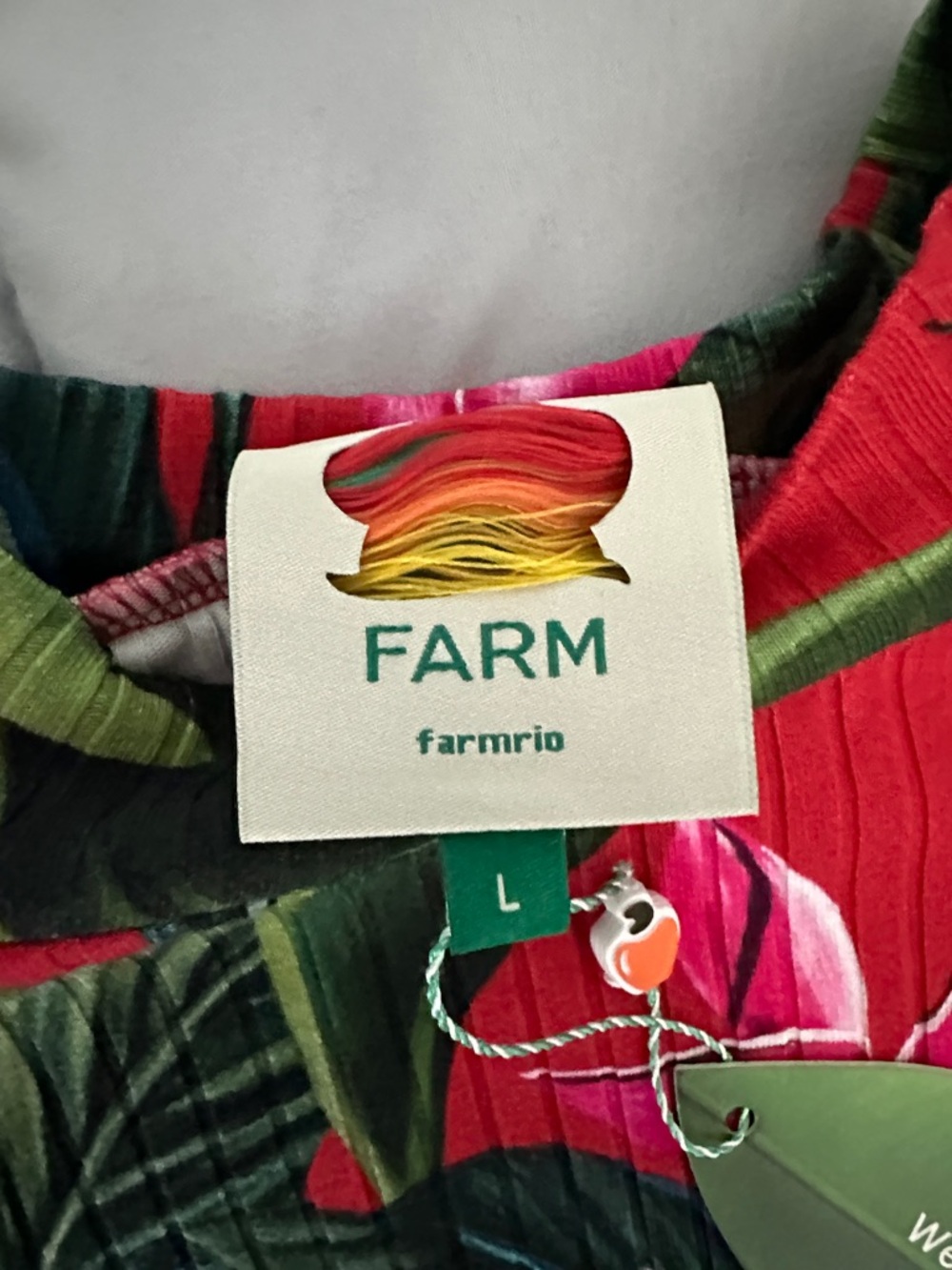 FARM Rio Red Ribbed Tropical Print Bodysuit - Picture 2 of 8